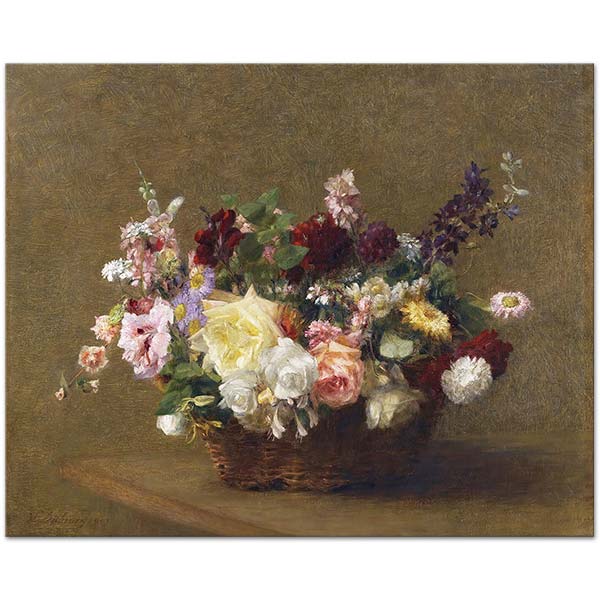 Victoria Dubourg Fantin Latour Basket Of Various Flowers Art Print