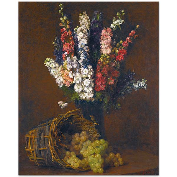 Victoria Dubourg Fantin Latour Larkspur And White Grapes Art Print