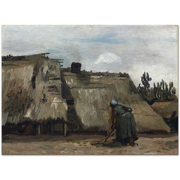 Vincent van Gogh A Peasant Woman Digging In Front Of Her Cottage Art Print