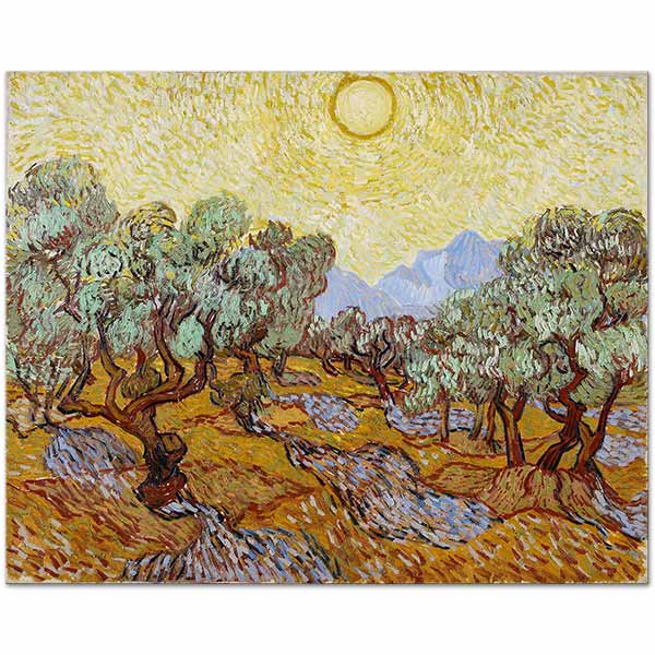 Vincent van Gogh Olive Trees With Yellow Sky And Sun Art Print