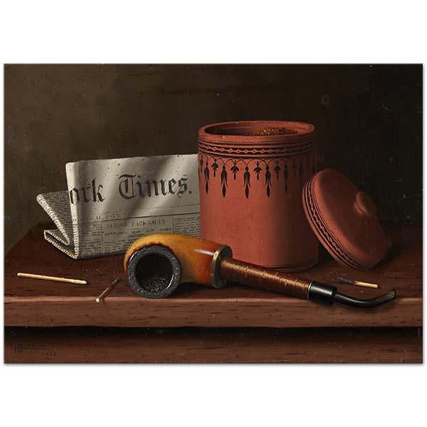 William Michael Harnett Still Life With New York Times Tobacco Jar Pipe And Matches Art Print